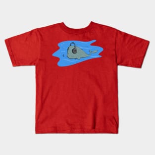 Whale listening to music Kids T-Shirt